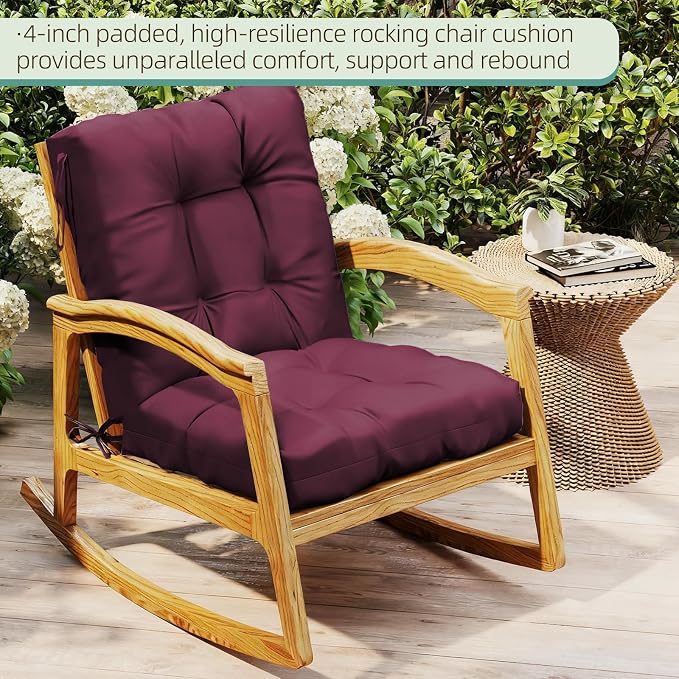 Outdoor Chair Cushion, High Back Soft Seat Pad - Image 3