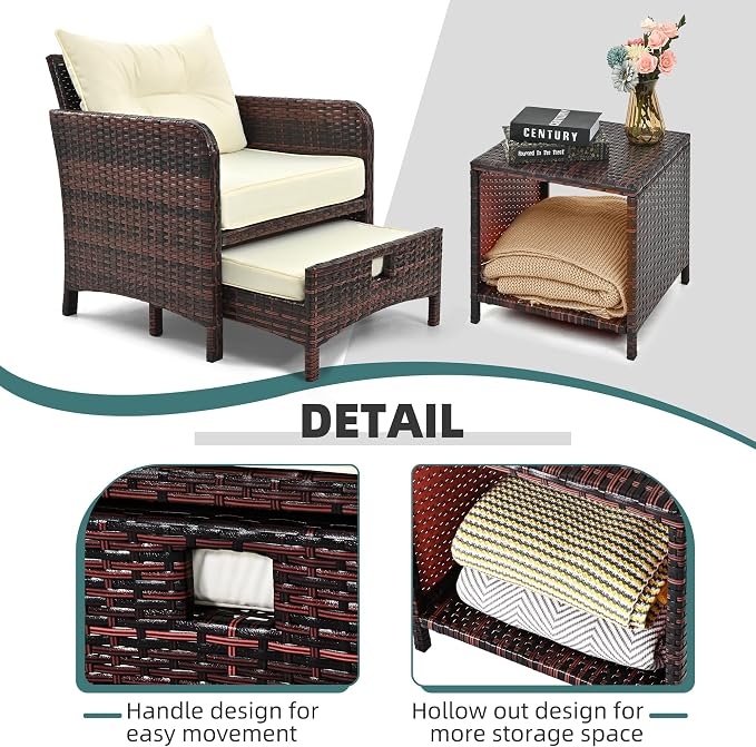 Pamapic 5 Pieces Patio Furniture Set, Rattan Balcony Furniture - Image 5