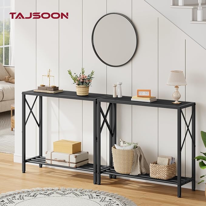 Tajsoon 2 Pack Console Table, 2 Tier Small Hallway Table, Narrow Sofa Table - Image 2
