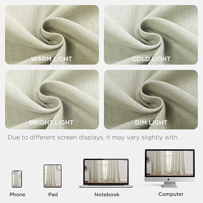 Joydeco Linen Curtains 72 Inch Length 2 Panel Sets, Light Filtering Curtains - Image 6