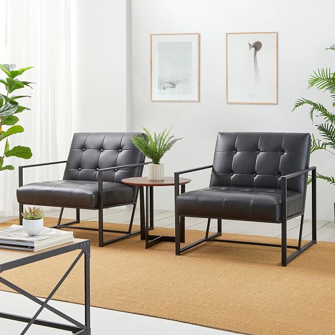 Glitzhome Mid Century Modern Accent Chairs Set of 2, Modern Living Room Chairs - Image 7