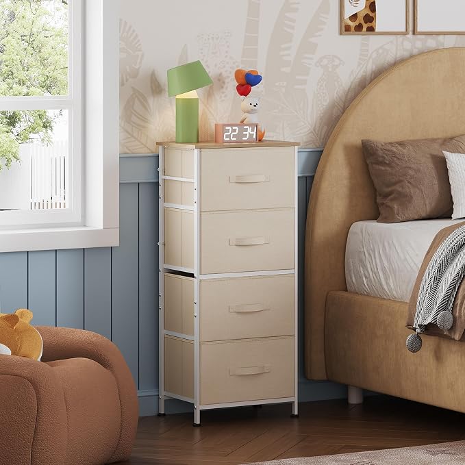WLIVE Dresser with 4 Drawers, Storage Tower, Organizer Unit, Fabric Dresser - Image 8