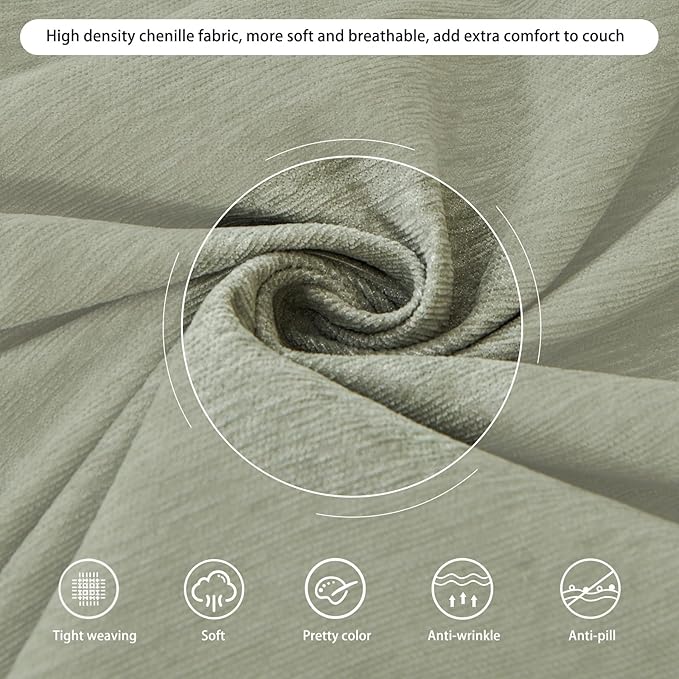 DREAMINGO Sofa Covers Washable Thick Chenille Couch Cover - Image 4