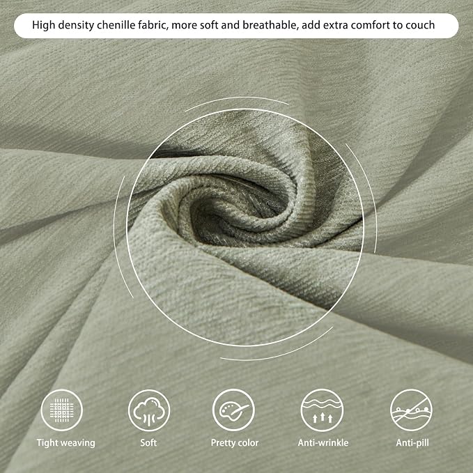 DREAMINGO Sofa Covers Washable Thick Chenille Couch Cover - Image 4