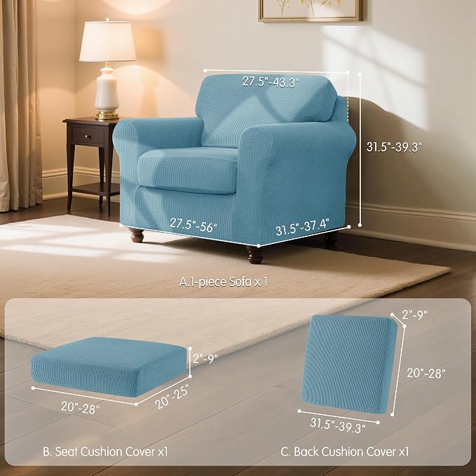 SUBRTEX 3 Pieces Stretch Sofa Slipcover Sets Couch Cover Sets Backrest Cushion - Image 3