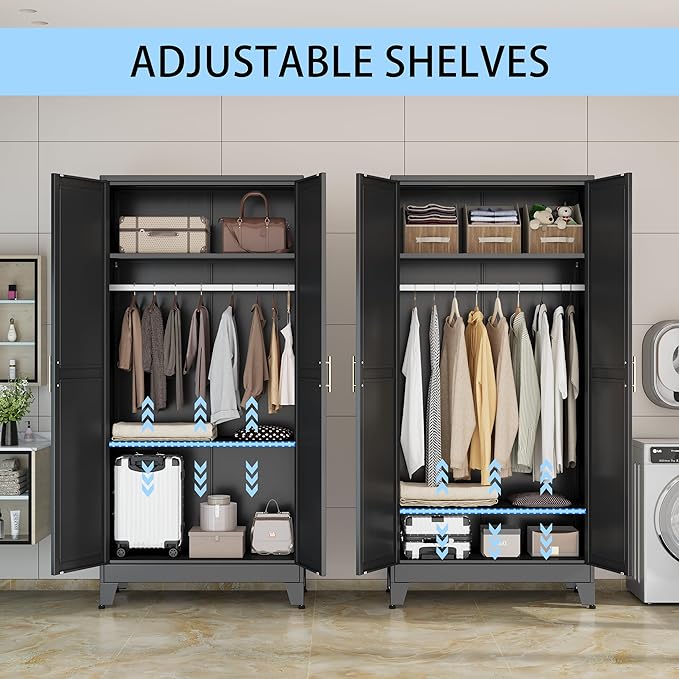 erosoei 71 "Metal Armoire Wardrobe Closet, Steel Clothing Storage Cabinet - Image 3