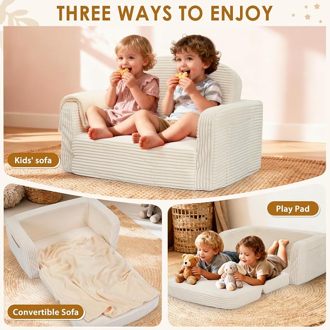 Foryoomi Extra Wide 2 in 1 Convertible Toddler Kids Couch - Image 4