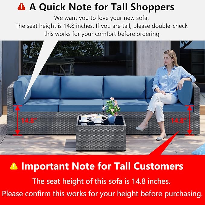 5 Piece Outdoor Patio Furniture Set, All Weather Conversation Set - Image 2