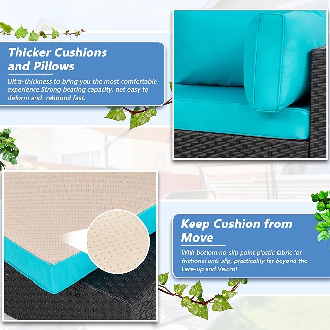 5 Piece Outdoor Patio Furniture Set, All Weather Conversation Set - Image 3