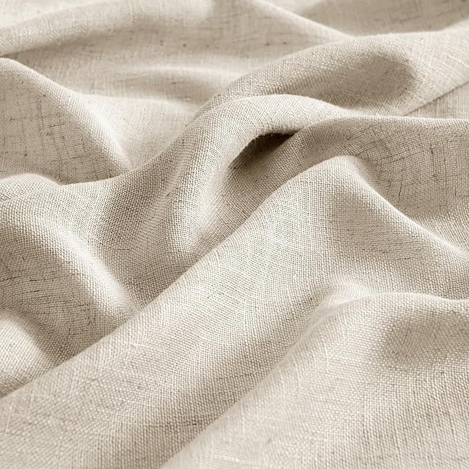 MIULEE Beige Linen Curtains 54 Inch Length 2 Panels - Image 4