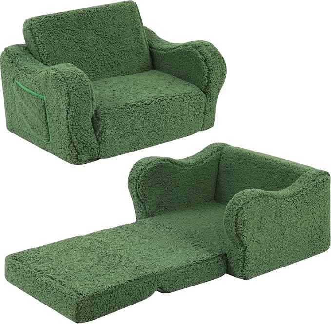 MOMCAYWEX Kids Sofa, 2-in-1 Flip-Out Foam Couch by MOMCAYWEX