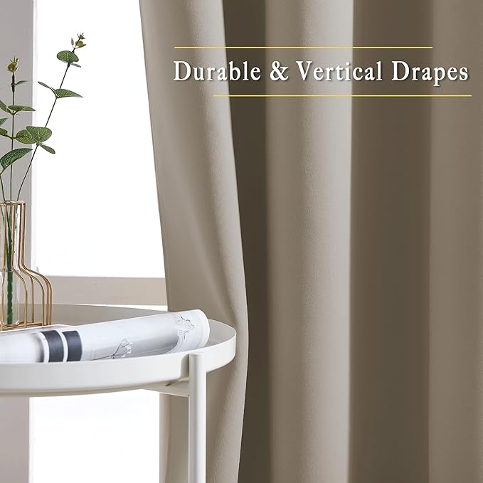 NICETOWN Taupe Blackout Curtains - Image 5