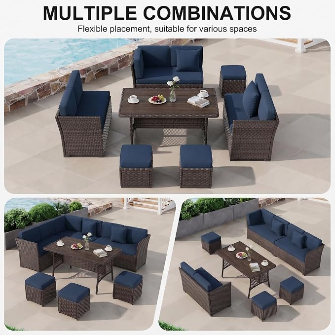 LOUVIXA 7 Pieces Patio Furniture Set, Outdoor Patio Furniture, Wicker - Image 3