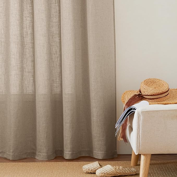 RYB HOME Linen Curtains Over Sink 36 inches Length, 2 Panels Light Filtering - Image 6