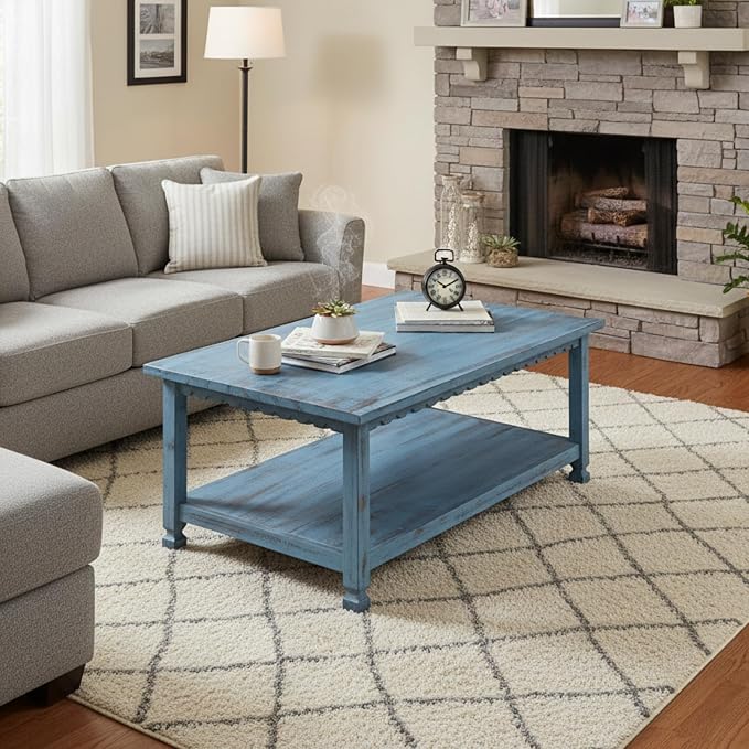 Rustic Rectangular Coffee Table, 42 in. W x 24 in. D x 18 in. H, Living Room - Image 6