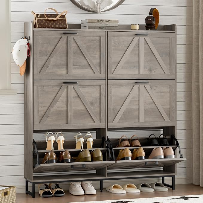 BORNOON Shoe Cabinet with 6 Flip Drawers Narrow Shoe Storage Cabinet Organizer by BORNOON
