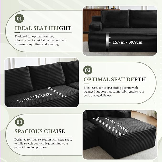 96" Sectional Couches for Living Room Cloud Couch Sofa - Image 6