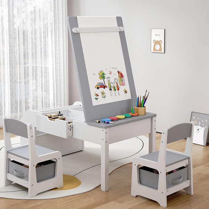 5-in-1 Kids Art Table and Chairs, Toddler Table and Chair Set, Craft Play Desk - Image 2