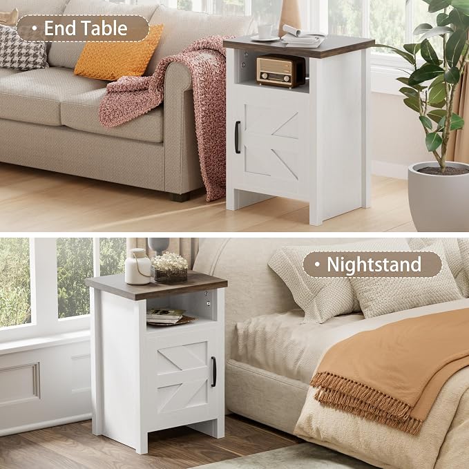 JUMMICO Farmhouse Nightstand, Modern Bedside Table - Image 5