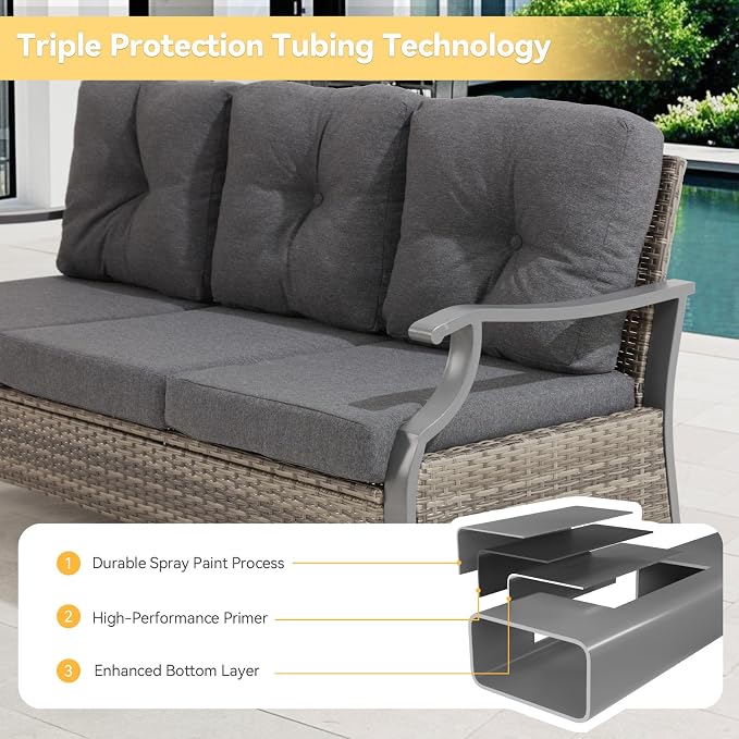 Outdoor Patio Furniture Set, 7 Pieces Outdoor Conversation Sets - Image 4