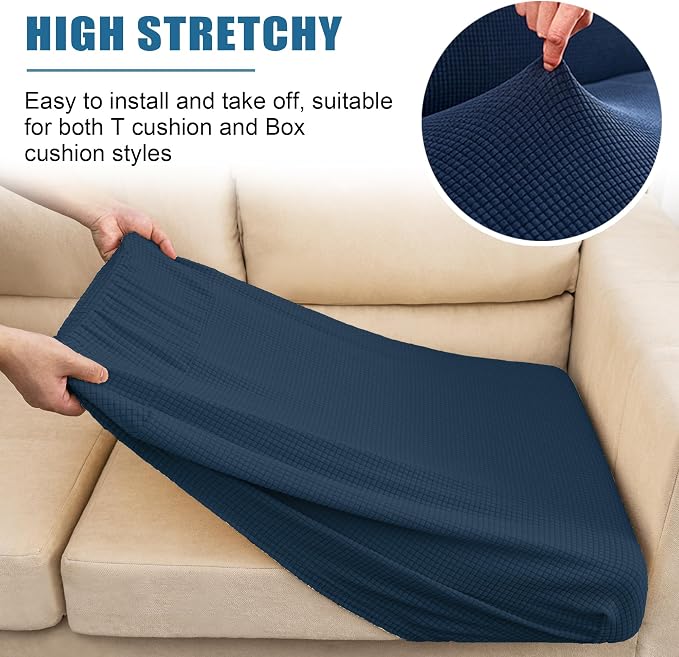 Water Repellent Couch Cushion Cover Loveseat Cover, Stretch Sectional Sofa Seat - Image 6
