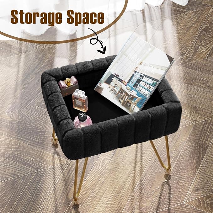 Greenstell Vanity Stool Chair Faux Fur - Image 6
