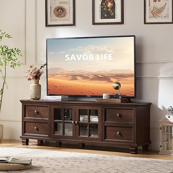 SAVOR LIFE Farmhouse TV Stands for Living Room, Wood TV Console - Image 7