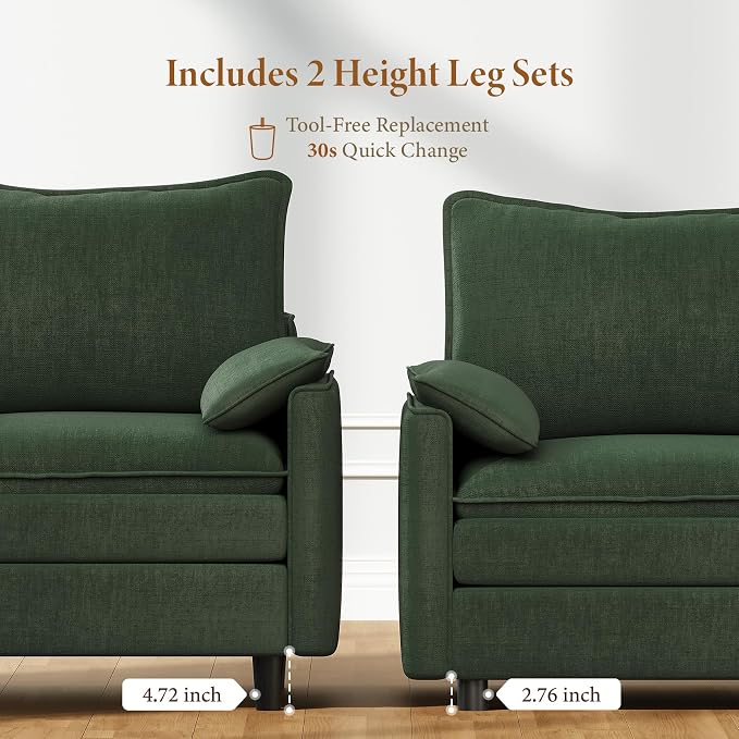 Vesgantti 74" Loveseat Sofa for Living Room, Comfy Cloud Couch Deep Seat - Image 3