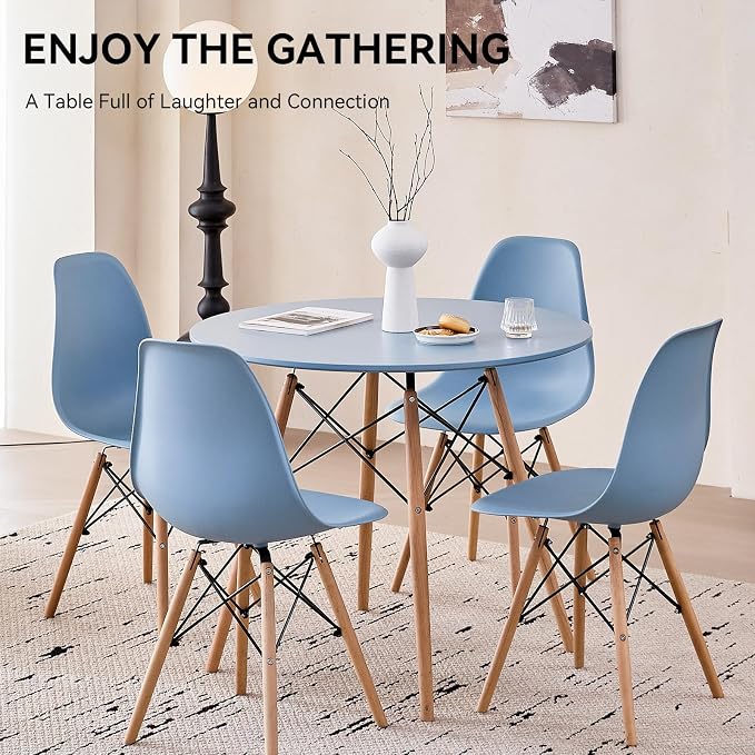 5-Piece Round Dining Table Set, Small 31.5" Kitchen Table Chairs Set of 4 Space - Image 6
