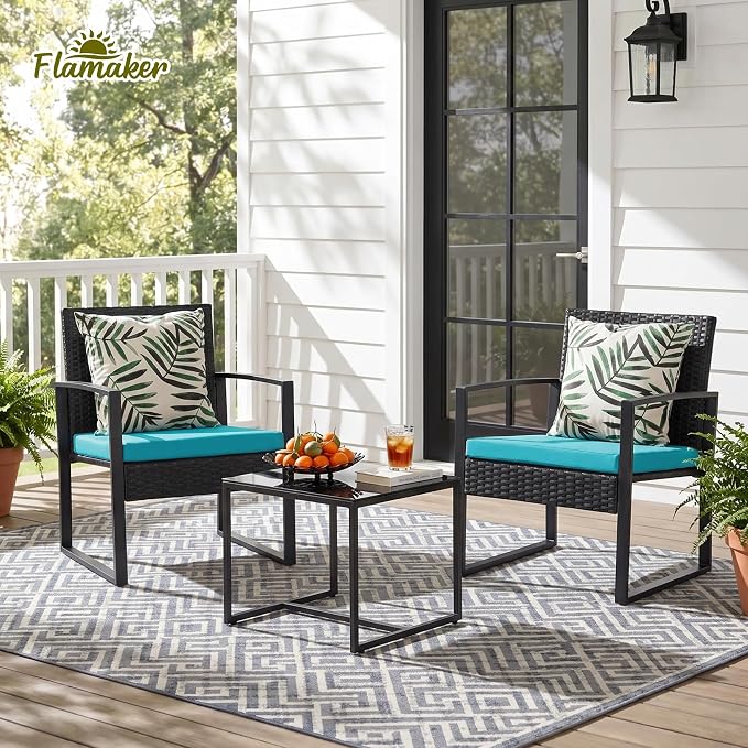 Flamaker Patio Set Outdoor Wicker Furniture, Modern Bistro Set - Image 7