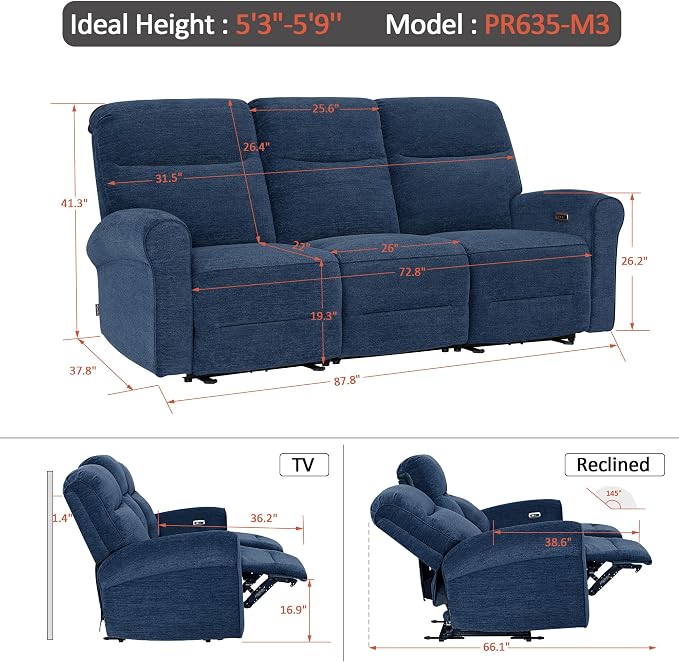 MCombo 87.8" Wall Hugger Power Reclining Sofa - Image 3