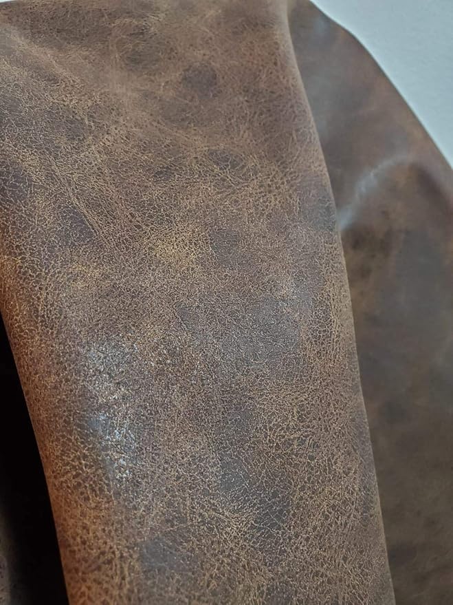 NAT Leathers | Brown Distressed Soft Faux Vegan Leather PU | 10 Yards 360" x - Image 4