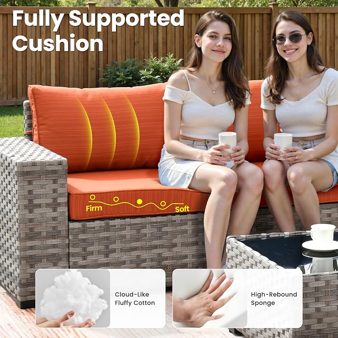 ovios 12 Pieces Patio Furniture Set, Outdoor Wicker Sectional Sofa - Image 6