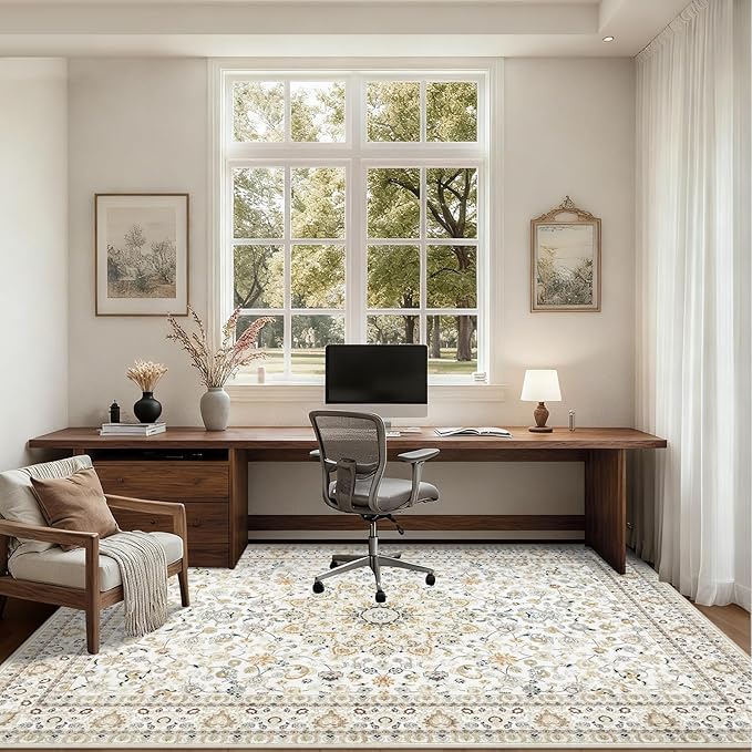 Area Rugs 9x12 Living Room Rug: Washable Rug Soft Vintage Boho Carpet Indoor - Image 9