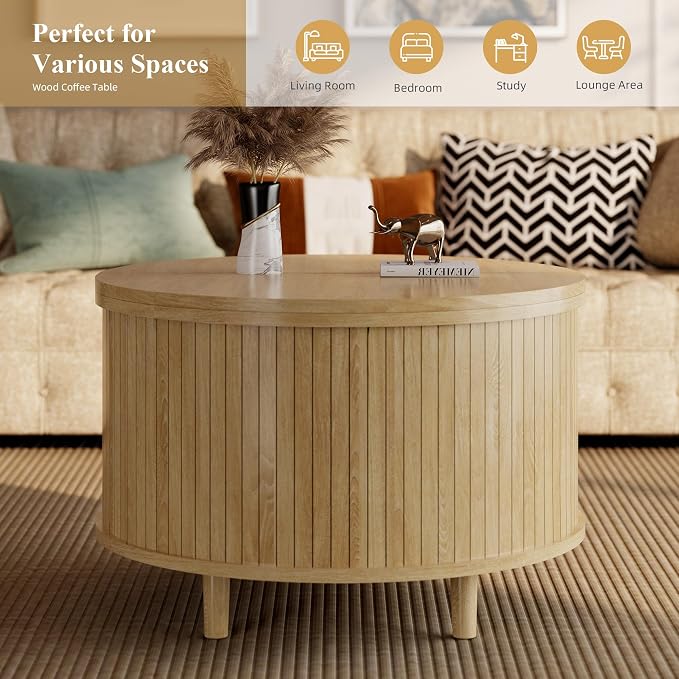Easyego 31.5" Fluted Round Coffee Table - Image 5