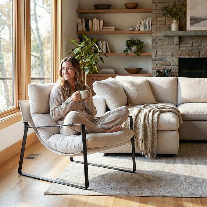 LukeAlon Modern Accent Armchairs Set of 2, Upholstered Soft Living Room Chairs - Image 3