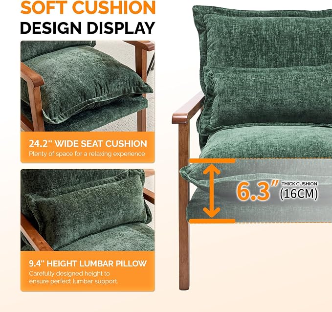 VINGLI Mid-Century Modern Cloud Accent Armchair - Image 7