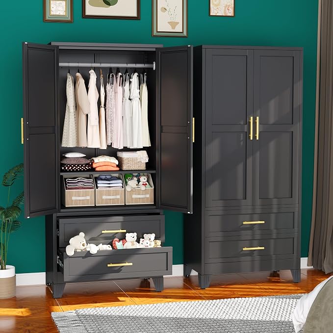 erosoei Metal Armoire Wardrobe Closet, 71 "Metal Clothing Storage Cabinet by erosoei