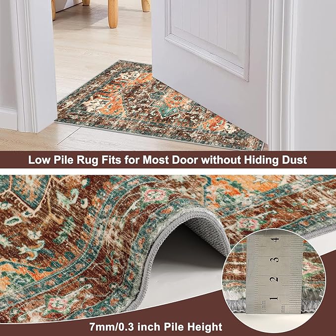 Yamaziot Washable Runner Rug, 2x12 Non-Slip Boho Vintage Hallway Rug Runner - Image 3