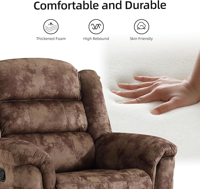 EBELLO 3 Pieces Reclining Living Room Set, Soft Fabric Manual Recliner Sofa - Image 4