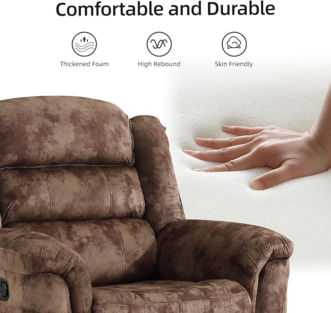 EBELLO 3 Pieces Reclining Living Room Set, Overstuffed Soft Fabric Manual - Image 6