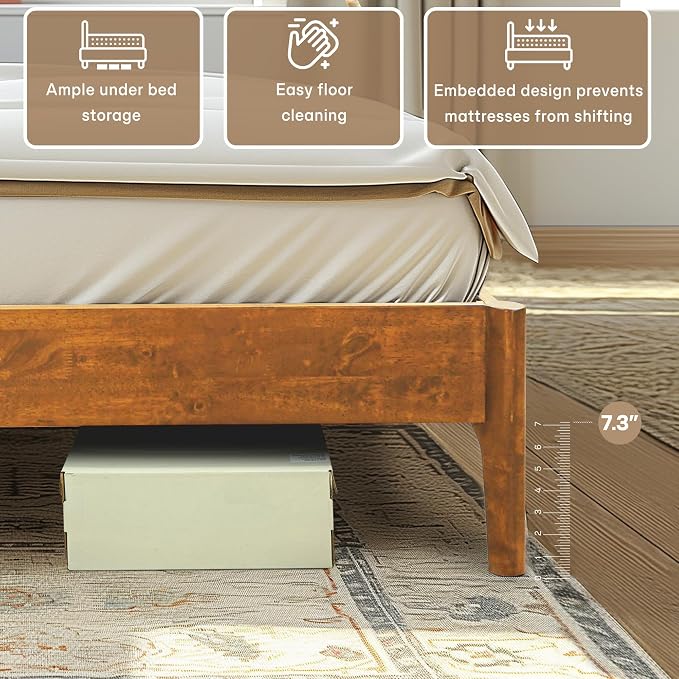 Acacia Haven Queen Bed Frame and Headboard, Platform Bed Frame Scandinavian - Image 5