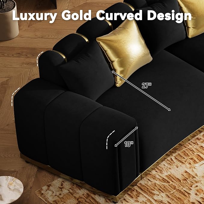 145" Oversized Velvet Chesterfield Sofa Sectional Couch - Image 7