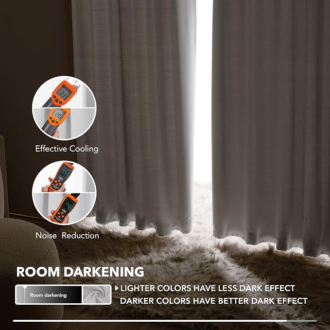 Deconovo Blackout Curtains, Thermal Insulated, W42 x L63 2 Panels, Back Tab - Image 7
