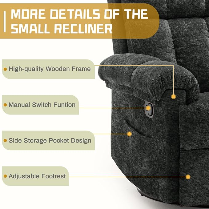 Korser Recliner Chair, Swivel Rocker Recliner Chair - Image 6