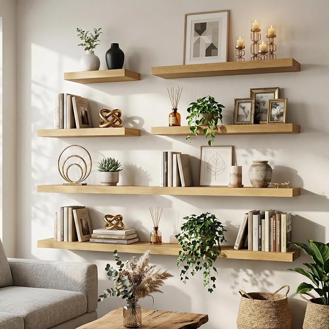 FLYJOE Floating Shelves for Wall, 55 Inch Floating Shelves Set of 2, Kitchen - Image 3