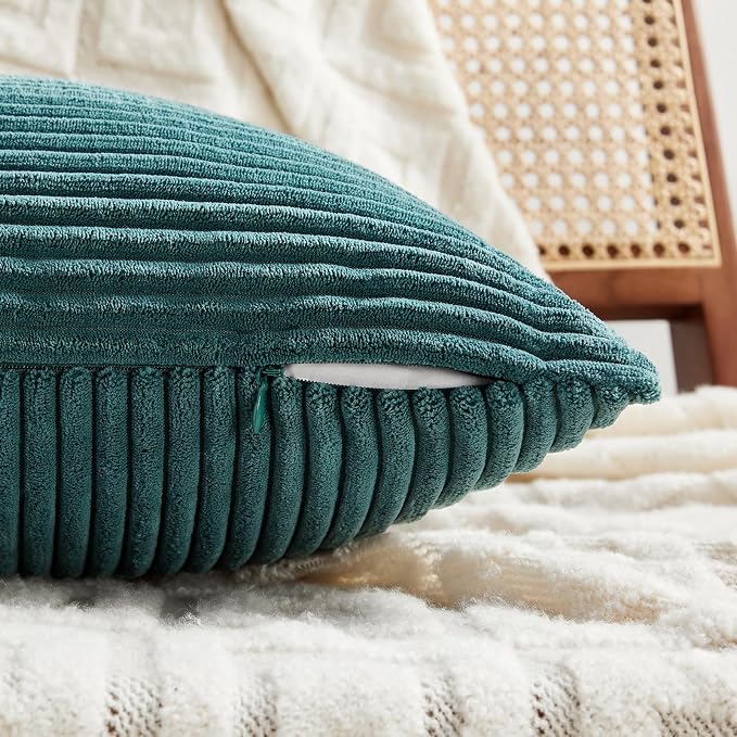 Fancy Homi 2 Packs Teal Decorative Throw Pillow Covers 20x20 Inch - Image 3
