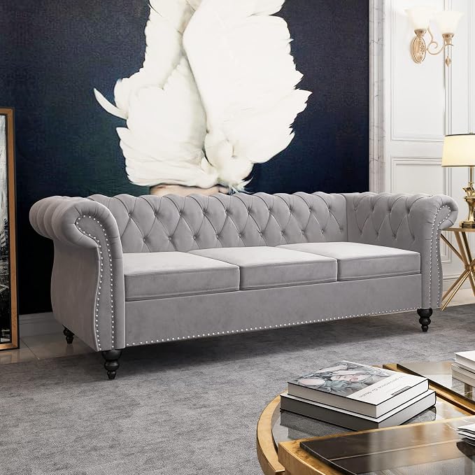 QHITTY 3 Piece Living Room Set, Sectional Chesterfield Sofa Chair Contemporary - Image 9