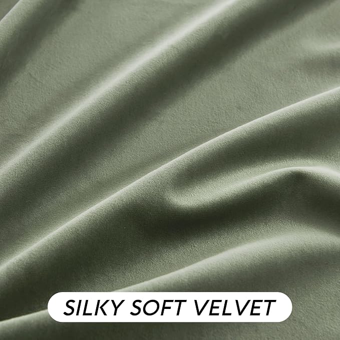 RYB HOME Sage Green Velvet Curtains - Image 4