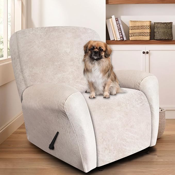 ANARACHON Recliner Chair Covers Leather Look, 4 Pieces Recliner Covers Non Slip - Image 2